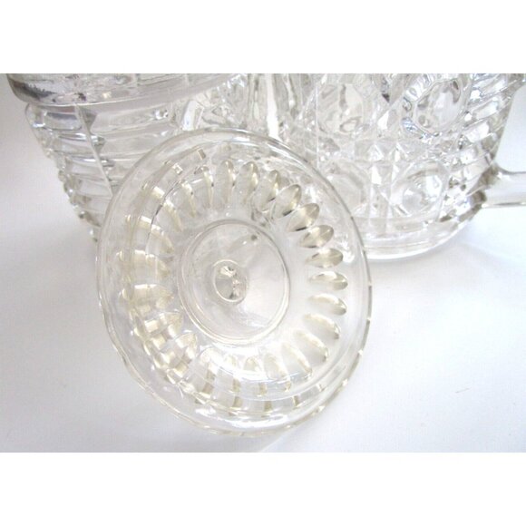 Vintage Indiana Clear Glass Windsor Pattern - Creamer & Lidded Sugar Bowl Set - Picture 7 of 16